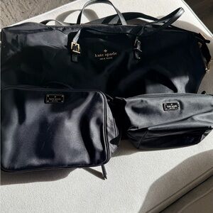 kate spade Black Nylon Travel Tote Set with Two Matching Pouches